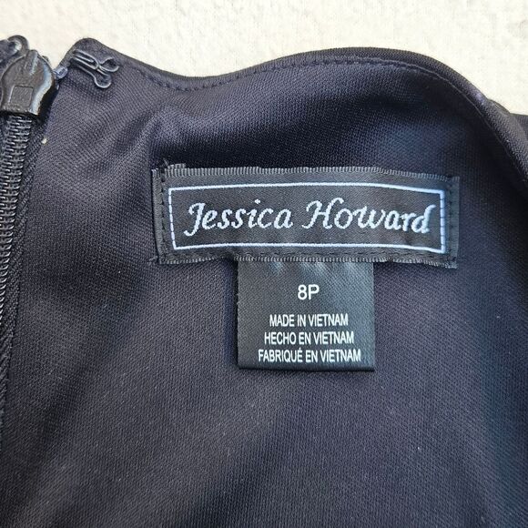 Jessica Howard Black Shadow Stripe Fit and Flare Party Dress - Picture 9 of 16